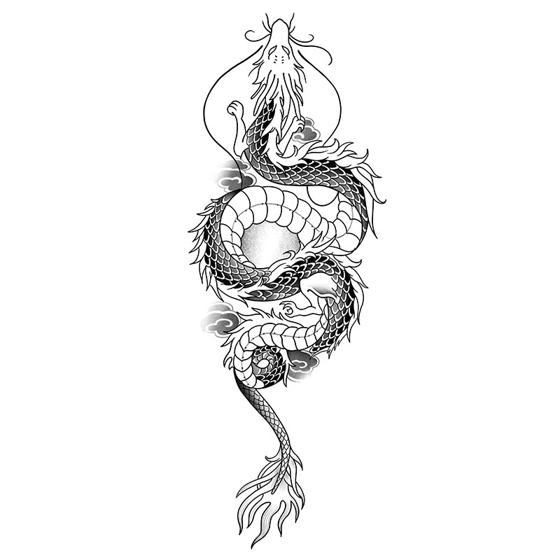 过肩龙纹身贴花臂男草本高级感手