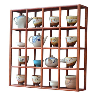 茶杯架子挂墙上实木红木壁挂式展示紫砂壶功夫茶具摆放收纳博古架