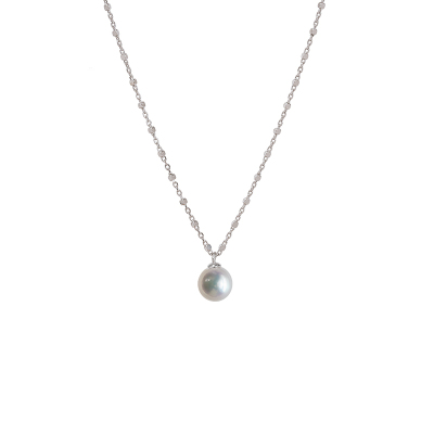 极简小灯泡天然珍珠s925纯银项链