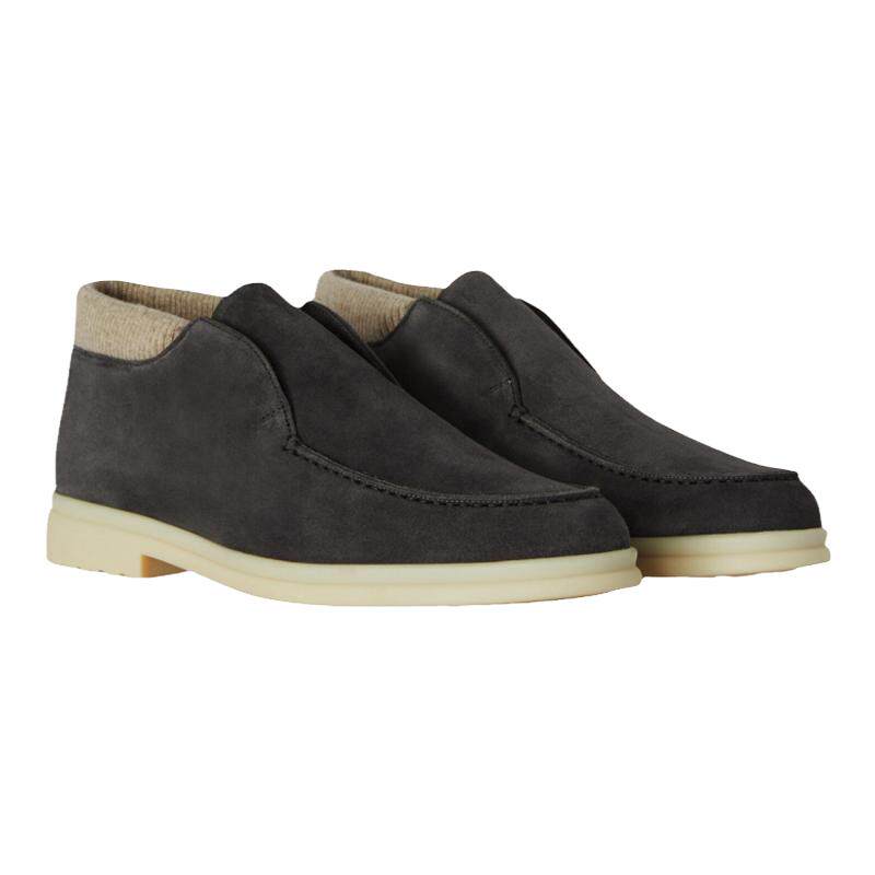 Loro Piana/诺悠翩雅男鞋黑色翻毛皮舒适休闲莫卡辛鞋乐福鞋