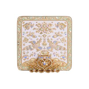 敦煌研究院 敦煌鸾凤金玉爱心化妆镜 敦煌文创镜子随身镜生日礼物