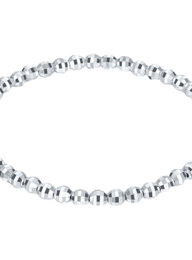 六桂福珠宝银饰车花光珠足银手链