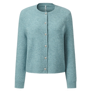 【博主同款】VGRASS维格娜丝春新款双面双层羊毛羊绒圆领针织开衫