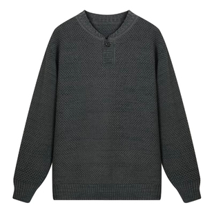 大码美式复古硬汉亨利领毛衣男保暖宽松老钱风休闲秋冬新款针织衫