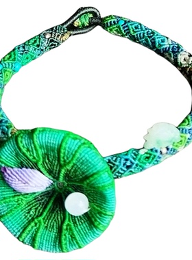 手编立体莲叶翡翠手绳