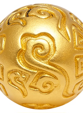 足金999纯金黄金3D硬金祥云转运珠水贝按克工厂直销14MM男款珠子