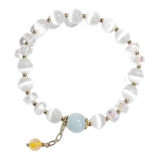 猫眼石手链新款海宝蓝灰月光小众轻奢流苏手串学生党生日礼物女孩