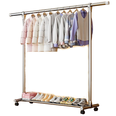 不锈钢晾衣架单杆式落地室内家用晾衣杆式阳台晒衣架卧室挂衣架