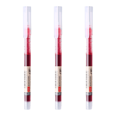 得力直液式速干红色中性笔