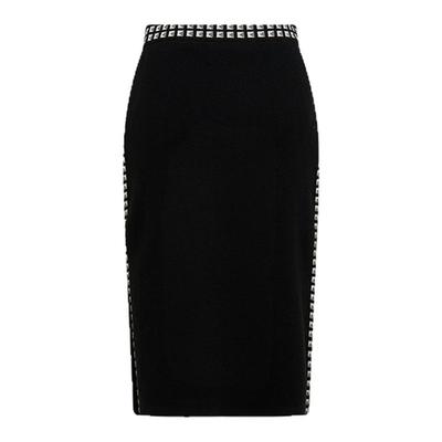 DVF侧开叉印花拼接针织半裙