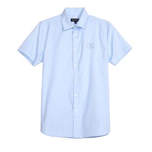 圣大保罗高级男款春夏季免烫衬衫修身短袖纯棉纯白色半袖衬衣