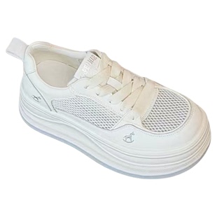 真皮透气网面小白鞋女2026春夏新款厚底轻便松糕休闲板鞋运动女鞋