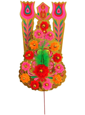 拜神金花插香炉拜老爷潮州用的神台用品凤尾神位神柜神龛神红花球