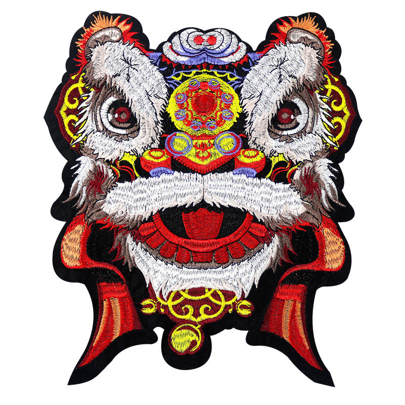 diy布贴国潮仙鹤舞狮t恤卫衣