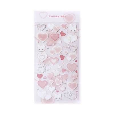 现货韩国angoralora可爱闪膜兔子爱心咕卡贴纸ins追星小卡diy装饰