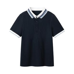 伊顿纪德男女童珠地网眼条纹撞色领短袖T恤 儿童POLO衫夏新22T901