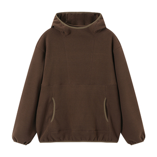 BENPANDA 2025秋冬休闲连帽双面摇粒绒外套男款灰色套头衫上衣