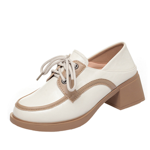 意尔康2026春季新款女鞋正品真皮女单鞋时尚休闲妈妈鞋粗跟牛皮鞋