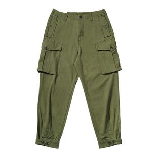 复古高腰锥形人字斜新疆棉13OZ重工地勤裤freewheelers多袋工装裤