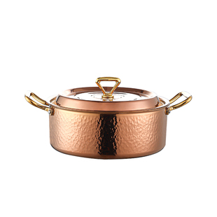 锤纹304不锈钢汤锅加厚复合底三层钢火锅商用椰子鸡鸳鸯锅大容量