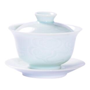 影青瓷盖碗茶碗泡茶专用不烫手盖碗茶具三件套盖碗女士个人专用