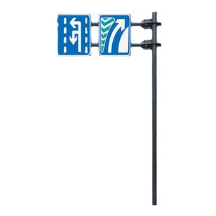 道路交通标志牌立柱广角镜爆闪灯固定立杆圆管带底座镀锌钢管杆子