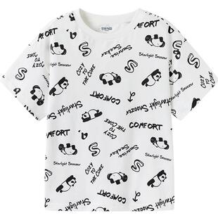 森马儿童短袖T恤男童2025夏季新款童装纯棉熊猫半袖上衣男孩宽松