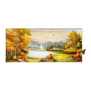 旭日东升客厅装饰画轻奢高级感沙发背景墙挂画聚宝盆山水手绘油画