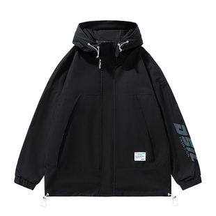 NASA外套男士春秋季潮牌宽松工装夹克冬季加绒加厚连帽上衣服防水