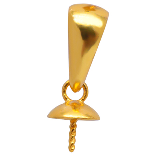 18k金扣头大号珍珠配件吊坠加厚版蜜蜡半孔圆珠空托DIY金托厚金