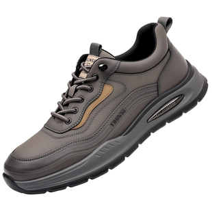 木林森男鞋2025新款真皮加绒保暖休闲皮鞋男士防水软底旅游运动鞋