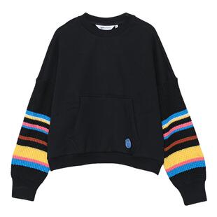 MOVEUP幻走2024秋季新款.FUN系列拼接撞布口袋套头短款卫衣女加厚