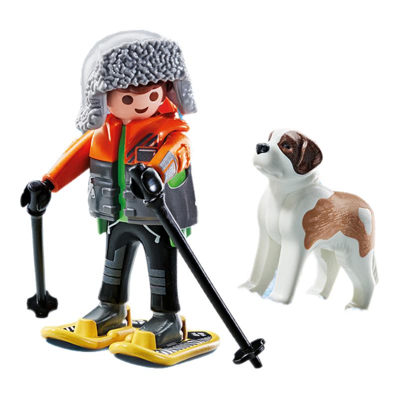 PLAYMOBIL摩比世界儿童玩具徒步者圣伯纳犬角色扮演益智木偶71741