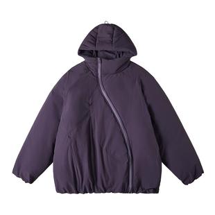 NMAX大码潮牌男装冬新品弧形拉链连帽棉衣热特姆蓄热棉外套