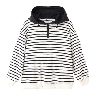 ei童装儿童连帽条纹卫衣2026春季新款男女童韩版学院风休闲上衣