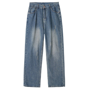 唐狮集团DESSO水洗复古直筒牛仔裤男秋季宽松加绒新款休闲长裤子