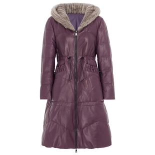 马天奴羽绒服女款冬季新款黑色水貂毛绵羊皮收腰保暖时尚轻奢女