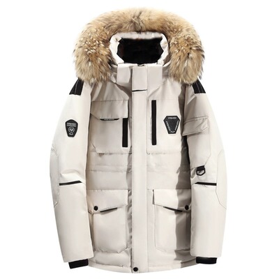 极寒工装鹅绒羽绒服女中长款