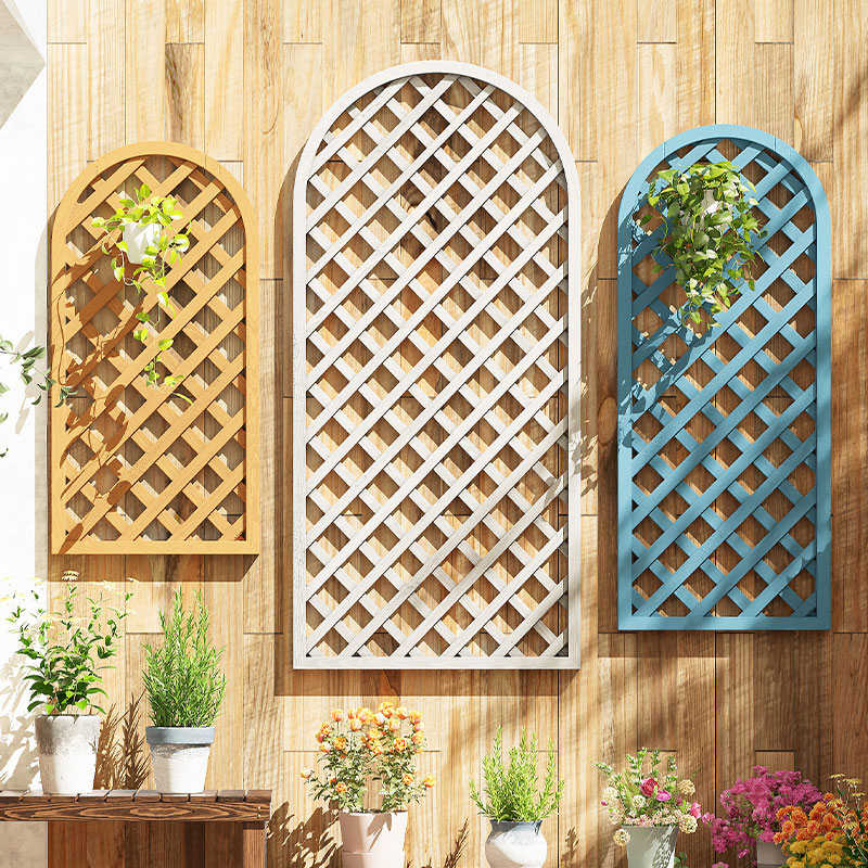 墙上悬挂装饰防腐实木阳台墙壁挂植物爬藤墙面挂壁网格隔断花架子