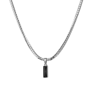 VOYAGE黑色锆石吊坠锁骨蛇骨链男士钛钢项链潮牌百搭男生男款配饰