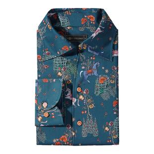 【重磅新品】花车巡游印花高端休闲衬衫男痞帅意式一片领长袖衬衣