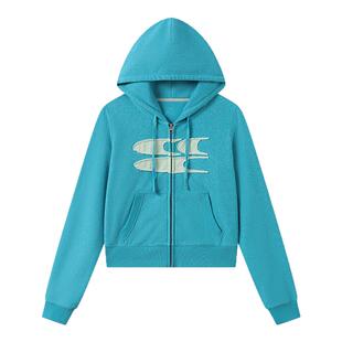 CryingCenter复古水洗做旧短款软糯远红外保暖防静电连帽卫衣女