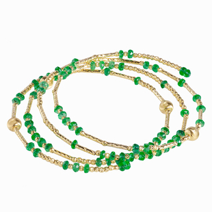 若华珠宝风的旅程 赞比亚祖母绿手链女18K金多层宝石手镯彩宝首饰