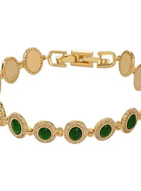 微镶锆石轻奢风手饰品女高级感祖母绿手镯欧美风手环