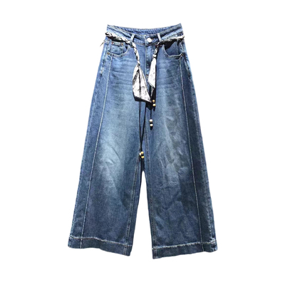 ENJOYME腰链编绳牛仔阔腿裤女