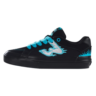 顽刻ollieskate黑粉/蓝火焰配色冬季校园风W系列男女国潮滑板鞋