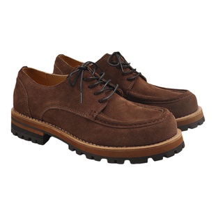 方三火小众原创春季复古工装德比鞋男增高反绒皮袋鼠鞋男休闲潮鞋