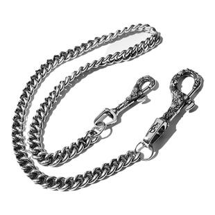 从不睡觉 ERD风格复古双头玫瑰雕花造型裤链做旧项链富二代配饰