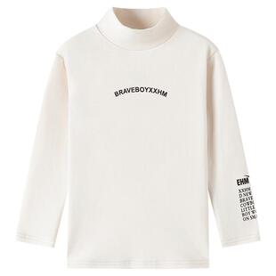 小象汉姆男童抗菌男童打底衫半高领儿童白色长袖内搭2026冬新款