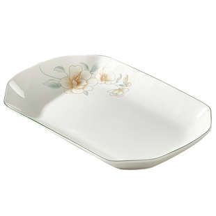 景德镇陶瓷鱼盘家用釉下彩餐具小清新高颜值可微波蒸鱼盘子家用盘